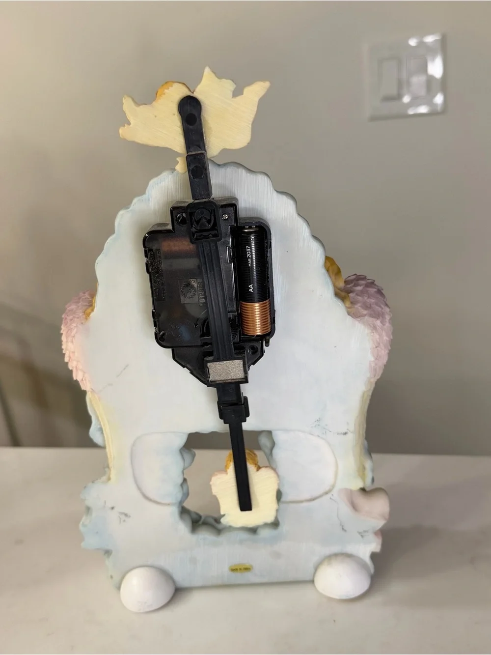 Vintage Angelic Ceramic like Mantel Clock - Pastel Multi-Color